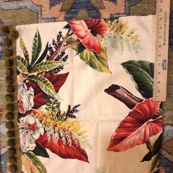 Tropical Barkcloth & Moire Vtg/Retro Homemade Curtains w Valance Single Window - Picture 11 of 15